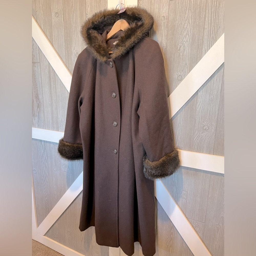 014. JP 1893 Plus Size Women’s Hooded Dress Coat Brown 18WP